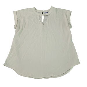 Vylette Womens Blouse Egg Shell Size Large Polyester Blend Cap Sleeve Stretch